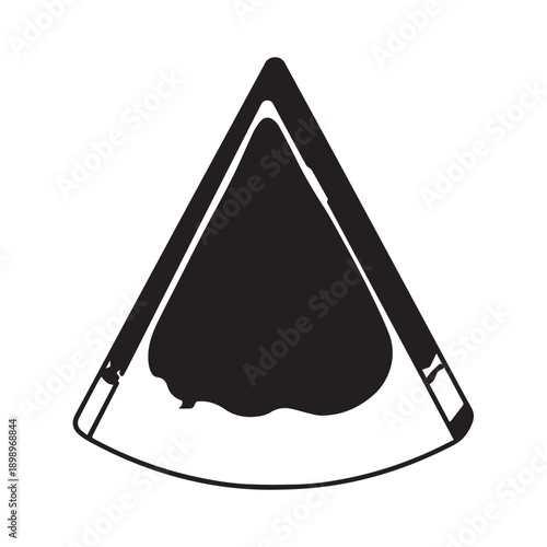 Stylized black droplet enclosed in a triangular shield in a modern vector design.