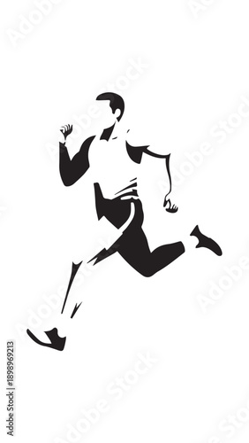 Silhouette of a Runner Sprinting in Motion Across an Open Field.