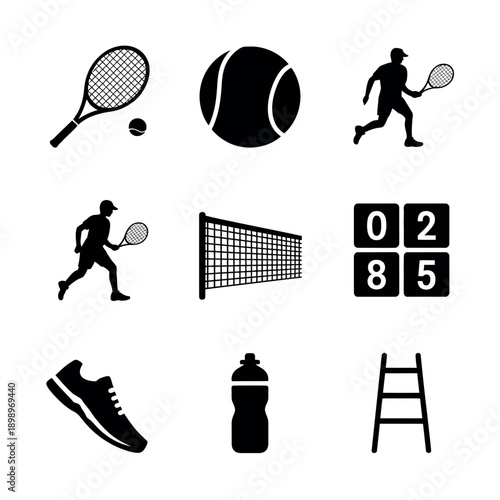 Tennis game elements and accessories