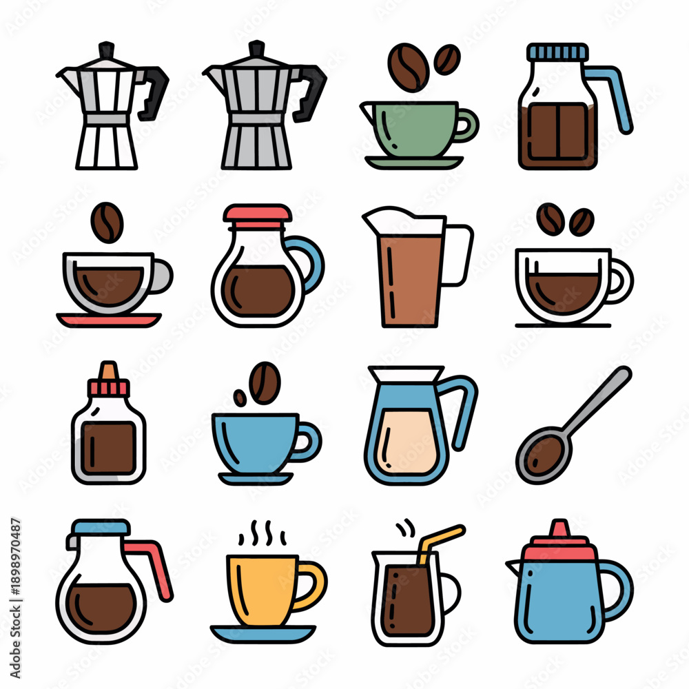 Obraz premium Coffee icons set for web design and graphic design