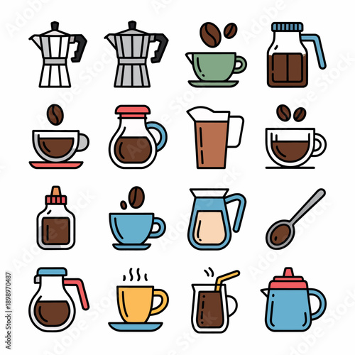 Coffee icons set for web design and graphic design