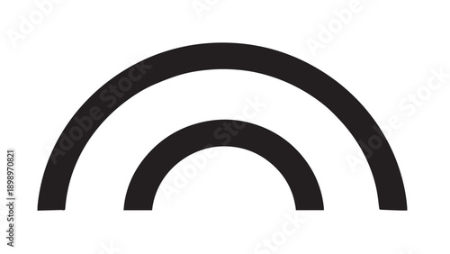Abstract Black Arch Logo with Concentric Curves on White Background for Minimal Branding.