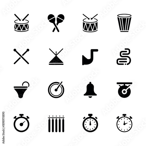 Collection of musical instruments and sound related icons