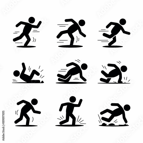 Person slipping and falling down on the ground