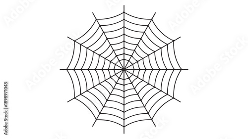Minimalist Black and White Spider Web Illustration, a Classic Symbol of Nature and Halloween