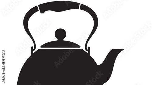 A Simple Black and White Illustration of a Classic Tea Kettle