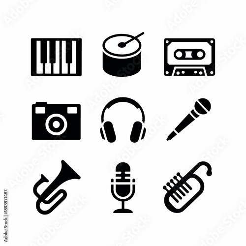 Collection of music and audio related icons
