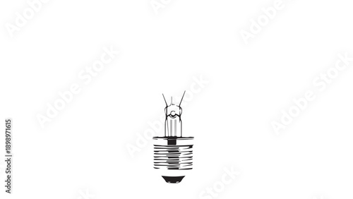 Minimalist light bulb illustration with filament and screw base design.