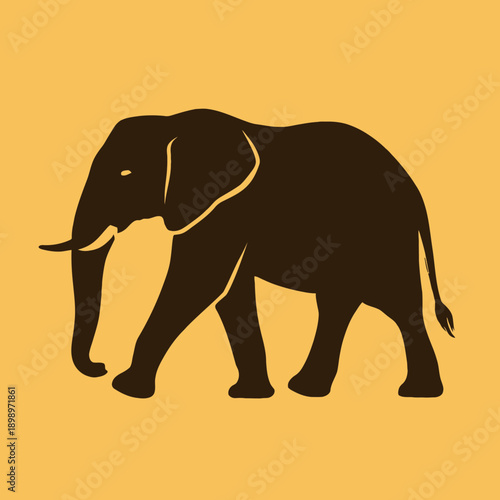 Majestic African Elephant Silhouette Flat Design