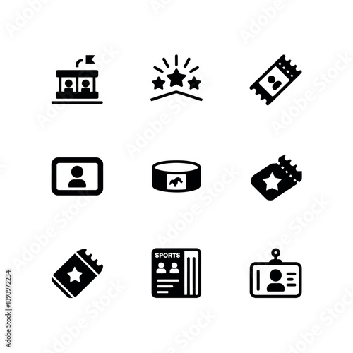 Collection of event and ticketing icons for sports and entertainment