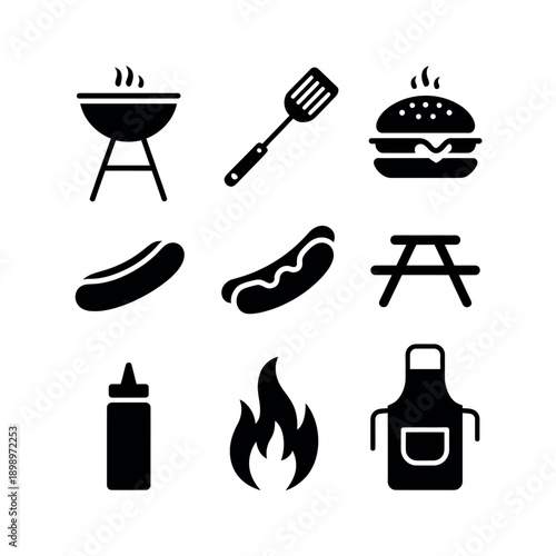 Bbq icons set for summer picnic