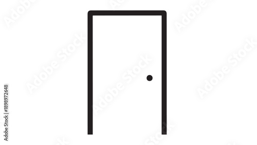 Minimalist illustration of an open doorway with a knob and clean frame against a white background.