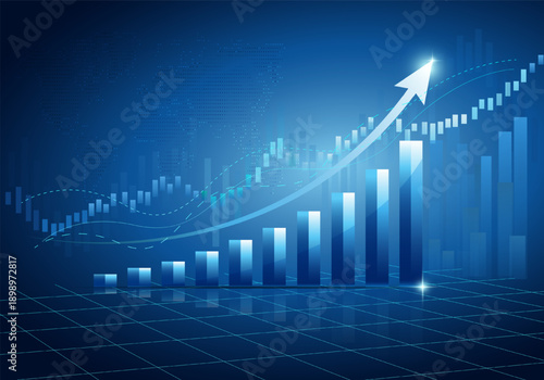 Digital Financial Growth Chart With Rising Arrow Data Analytics Concept