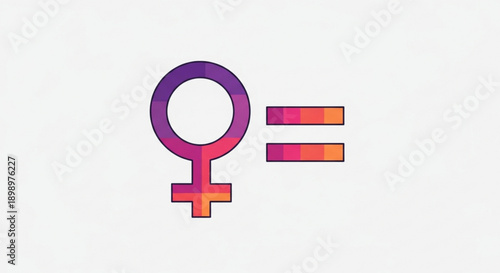 Vibrant female symbol equals gradient equality sign graphic