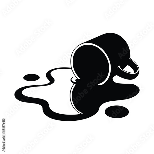 Spilled Coffee Mug Vector Art on White Background