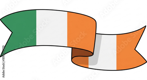 Irish flag ribbon banner waving symbolizing ireland national pride and patriotism