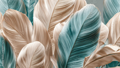 Tropical Resort Vibe, Bright and lush banana leaf artwork capturing the essence of exotic resorts, summer travel, and beach lifestyle, ideal for travel ads and holiday decor.