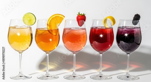 Wallpaper Mural Three Elegant Wine Glasses Filled With Refreshing Alcoholic Cocktails Garnished With Fresh Fruit Torontodigital.ca