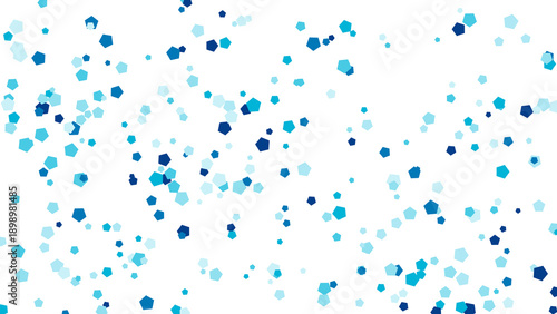 Blue Geometric Confetti Pattern on White Background