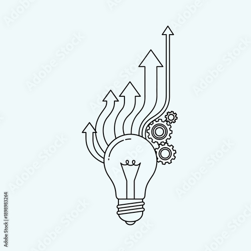 Wallpaper Mural Lightbulb with Arrows and Gears Symbolizing Growth and Innovation. Torontodigital.ca