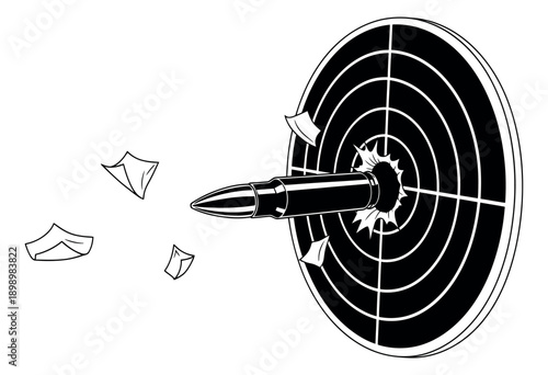 Line art illustration of a bullet hitting a target depicting precision for success