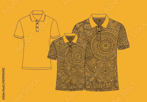 Patterned Polo Shirts Mockup.
