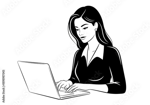 Woman Working on Laptop Computer 1.