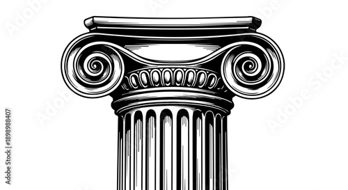 Upper portion of a classical Ionic column with capital and fluted shaft