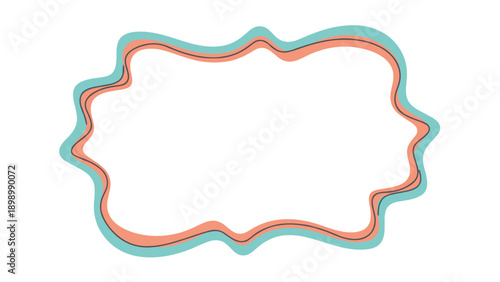 Decorative frame with multiple wavy outlines in coral and teal, creating a fun and whimsical border for text or images on a white background.