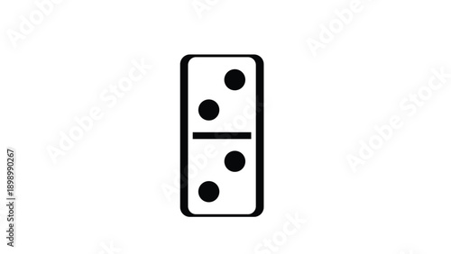 Single white domino tile with black dots showing numbers three and two vertically oriented on plain white background.