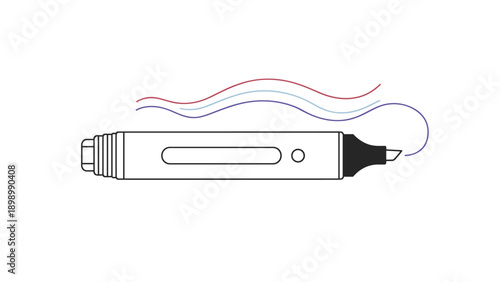 Whiteboard marker illustration featuring colored wavy lines representing ink flow and creative writing on a white background.