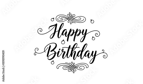 Elegant Happy Birthday Script Typography Vector Set