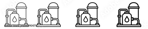 Oil Refinery  Icon Set Different Style Collection
