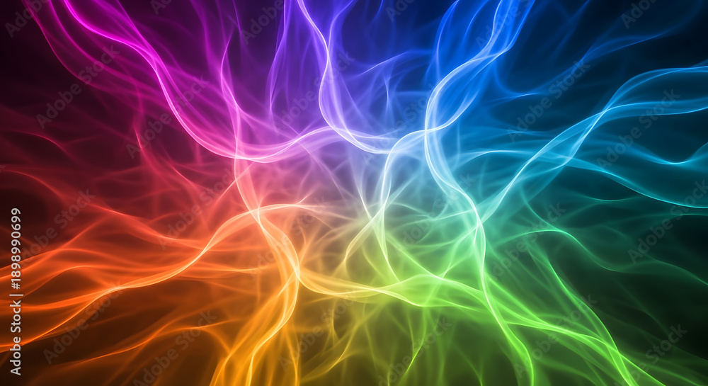 Fototapeta premium Vibrant multicolored light waves flowing in a dark digital space