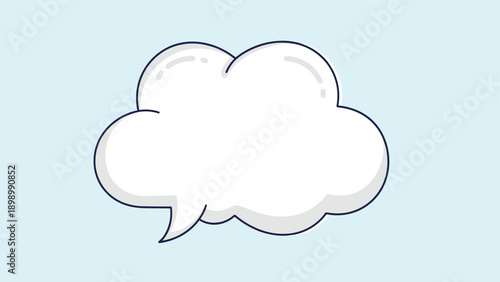 Soft cloud shaped speech bubble with blue outline on a light blue background for dream like and fluffy dialogue box designs.