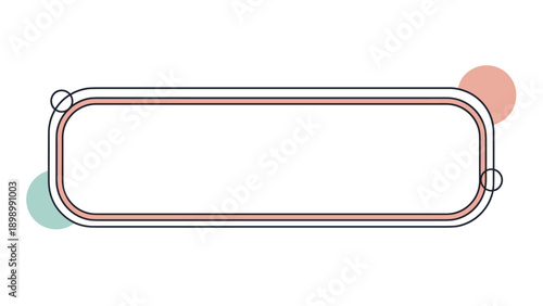 Modern long rounded rectangular frame with thin outlines and soft pastel circles for elegant titles and digital headings.