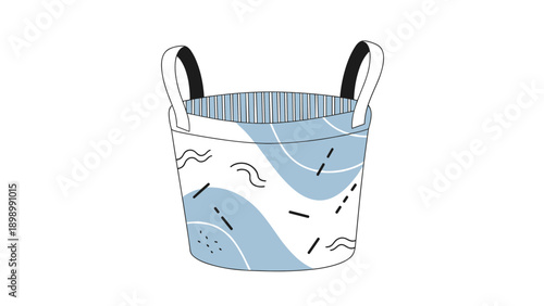 Stylish fabric storage basket featuring abstract blue patterns and sturdy handles, ideal for home organization and laundry management.