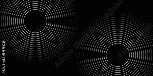 Create a bold look with a centric circle background featuring vector graphics of sound waves.