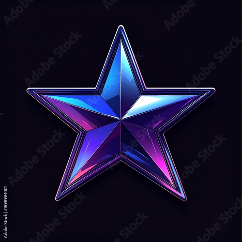 Shining star icon with holographic effect and vibrant colors