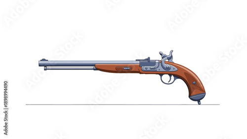 Detailed vintage flintlock pistol design in colorful digital art style