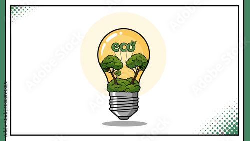 Eco-friendly concept with trees inside light bulb for sustainable
