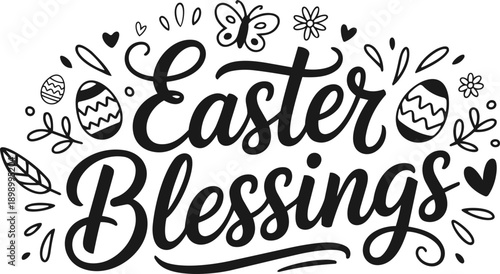 Easter Blessings Lettering SVG Design with a Transparent Background