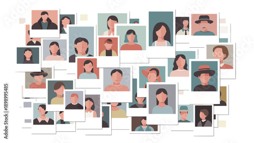Diverse avatars collage in modern flat style with pastel colors