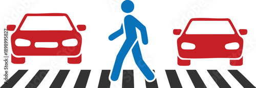 Stylized Vector of a Person Crossing the Street, Monochrome Road Safety and Traffic Awareness Icon, vector, illustration, silhouette.