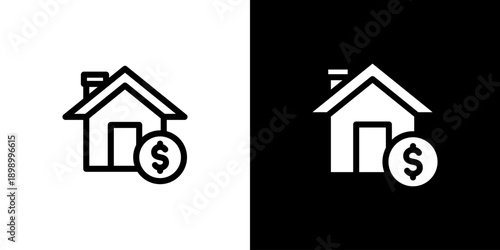 Real Estate icon concept with flat Black White Background. Vector illustration.