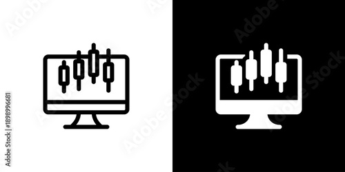 Trading icon concept with flat Black White Background. Vector illustration.