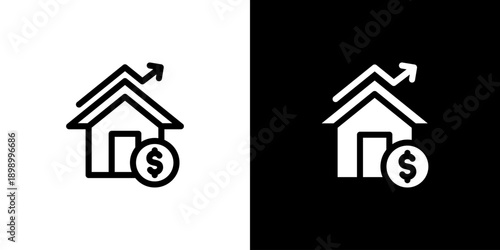 Real Estate icon concept with flat Black White Background. Vector illustration.