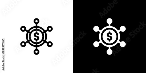 Network icon concept with flat Black White Background. Vector illustration.