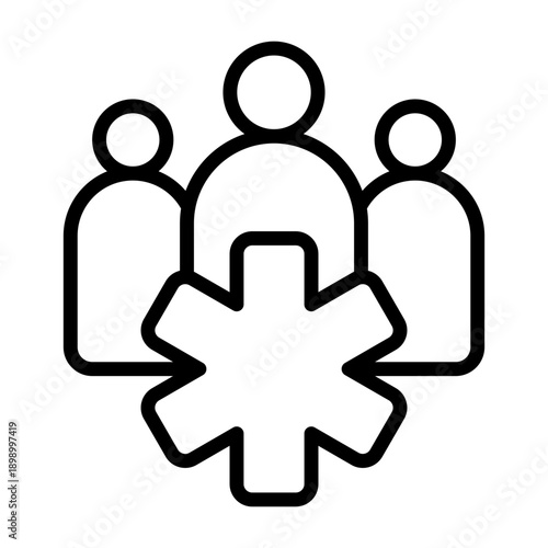 Emergency Medical Team Icon - Black Outline