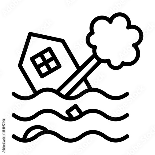 Flood Icon - Black Outline